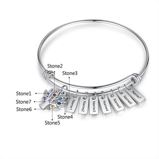 Birthstone & Engraved Stainless Steel Bracket