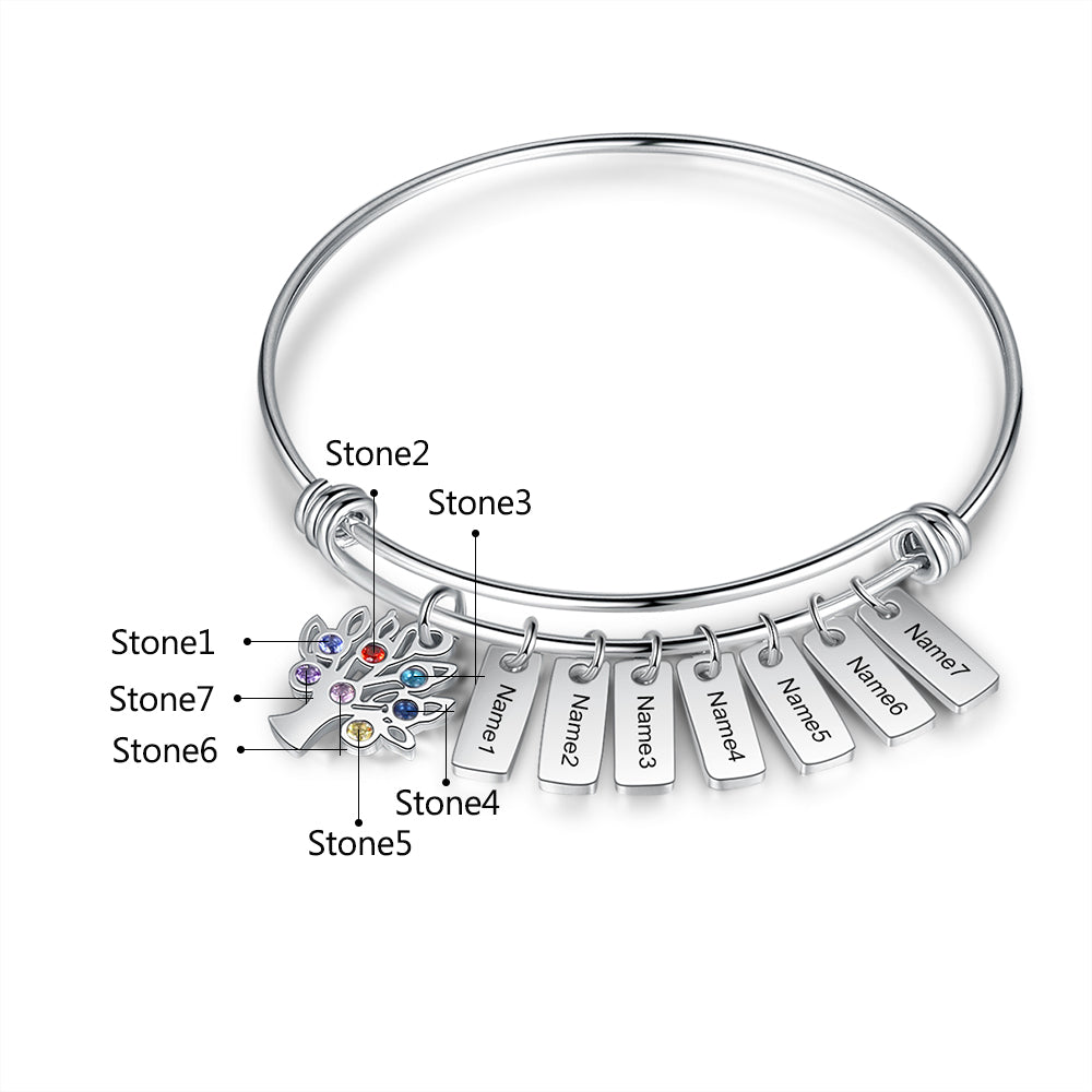 Birthstone & Engraved Stainless Steel Bracket