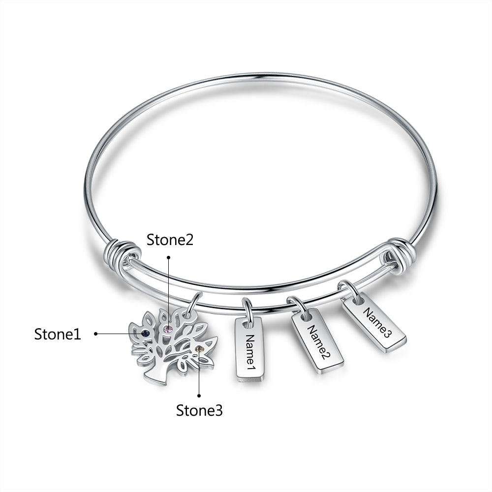 Birthstone & Engraved Stainless Steel Bracket