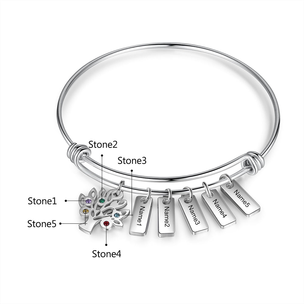 Birthstone & Engraved Stainless Steel Bracket