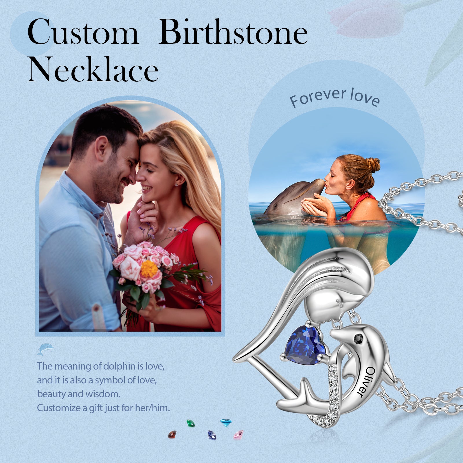 Custom Girl and Dolphin Necklace