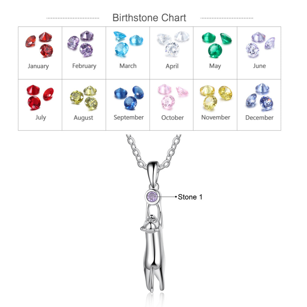 Birthstone Rhodium Plated Necklace