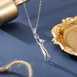 Birthstone Rhodium Plated Necklace