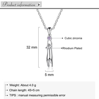 Birthstone Rhodium Plated Necklace