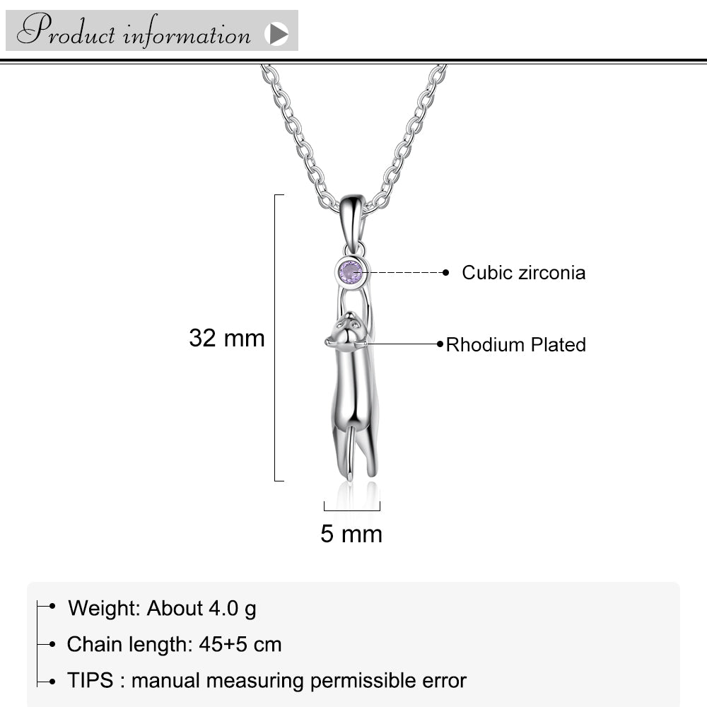 Birthstone Rhodium Plated Necklace