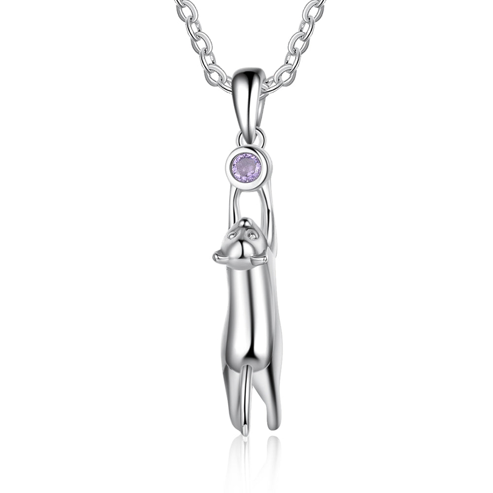 Birthstone Rhodium Plated Necklace