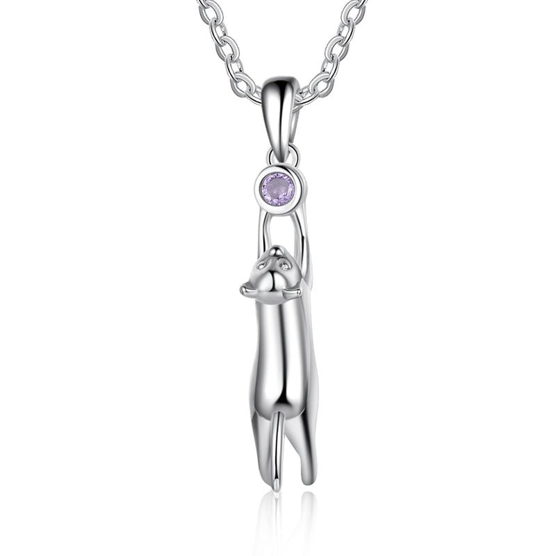 Birthstone Rhodium Plated Necklace