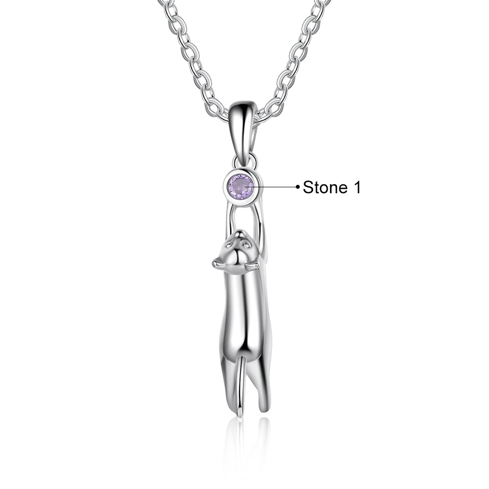 Birthstone Rhodium Plated Necklace