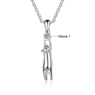 Birthstone Rhodium Plated Necklace