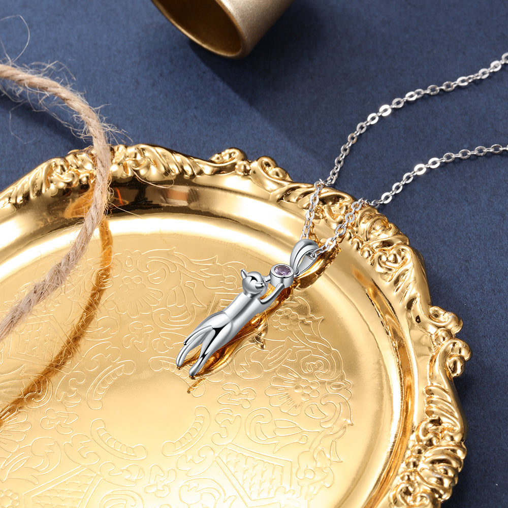 Birthstone Rhodium Plated Necklace
