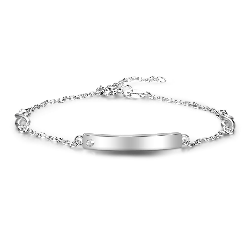 Personalized Silvered Nameplate Bar Bracelet