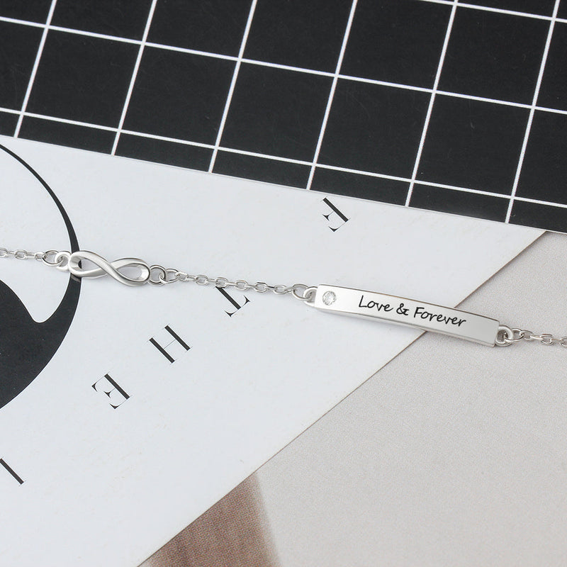 Personalized Silvered Nameplate Bar Bracelet
