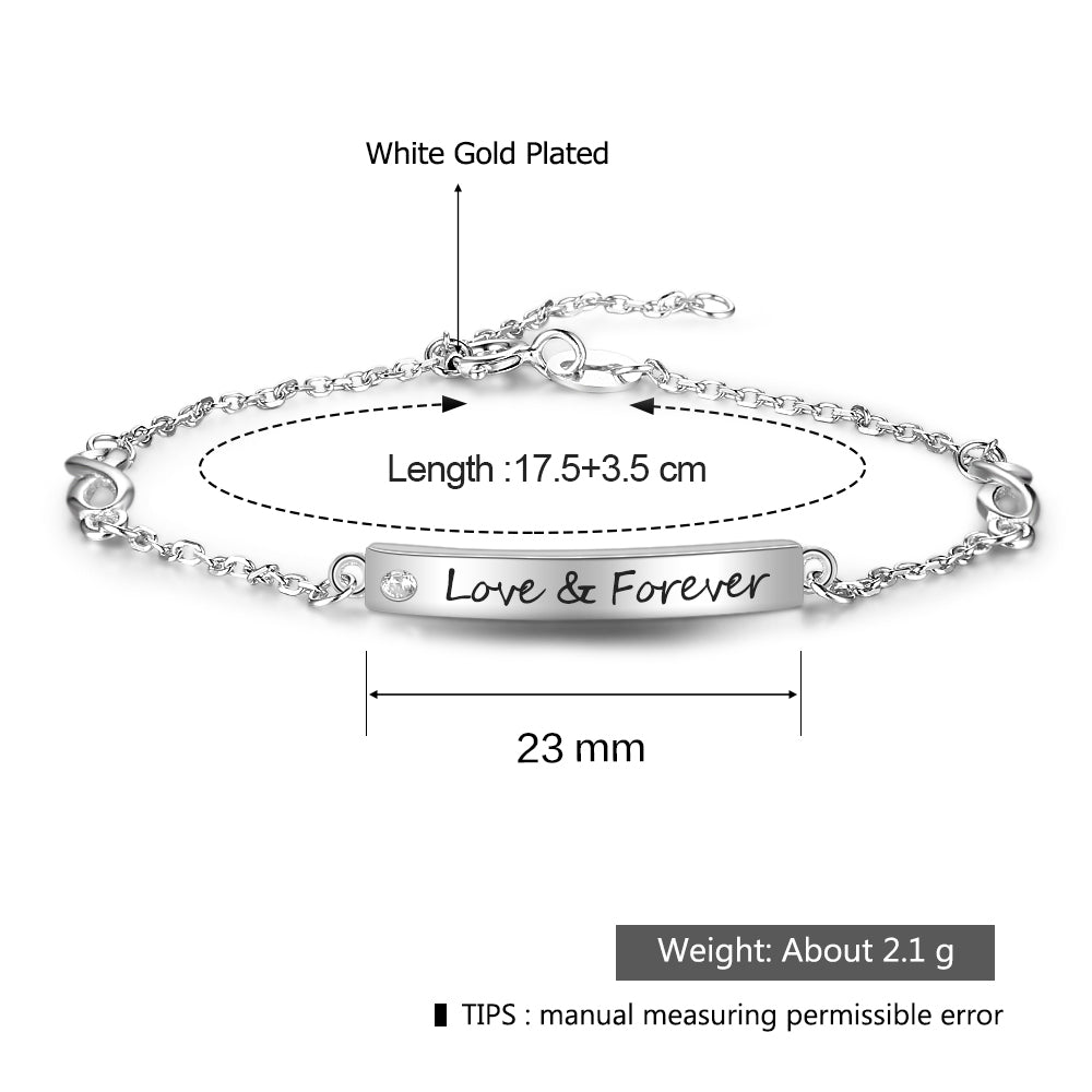 Personalized Silvered Nameplate Bar Bracelet