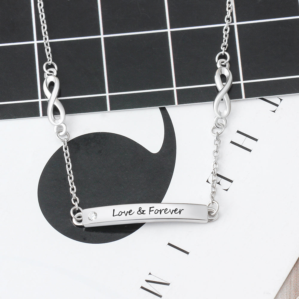 Personalized Silvered Nameplate Bar Bracelet