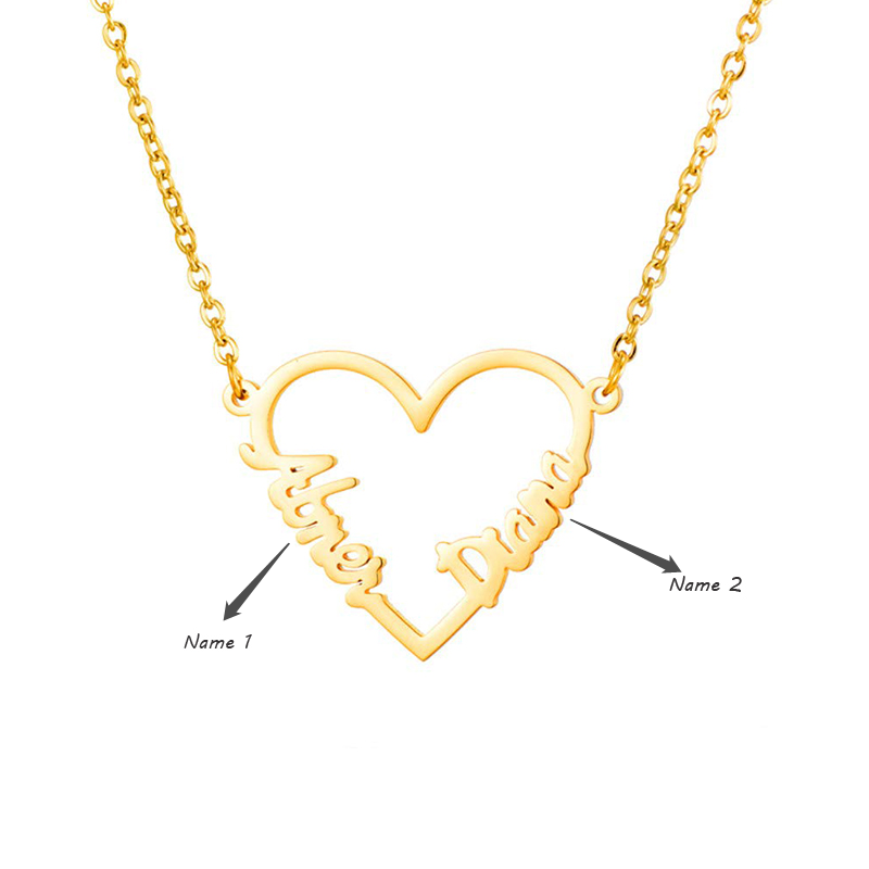 Custom Heart Double Name Necklace