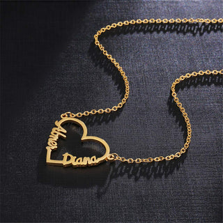 Custom Heart Double Name Necklace
