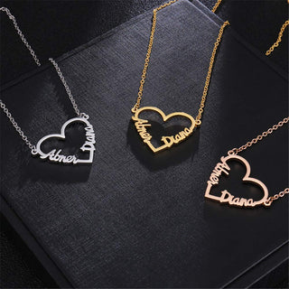 Custom Heart Double Name Necklace