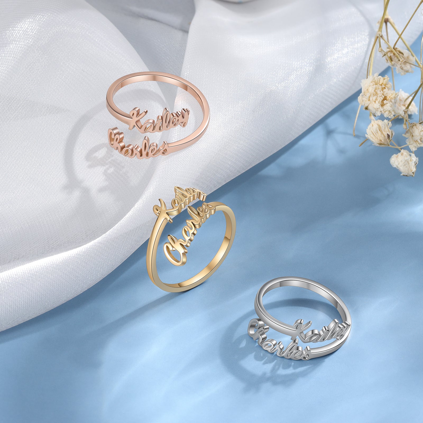 Custom Two Name Ring