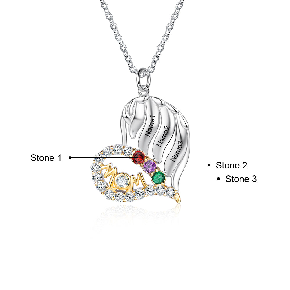 Birthstone & Engraved S925silver Necklace