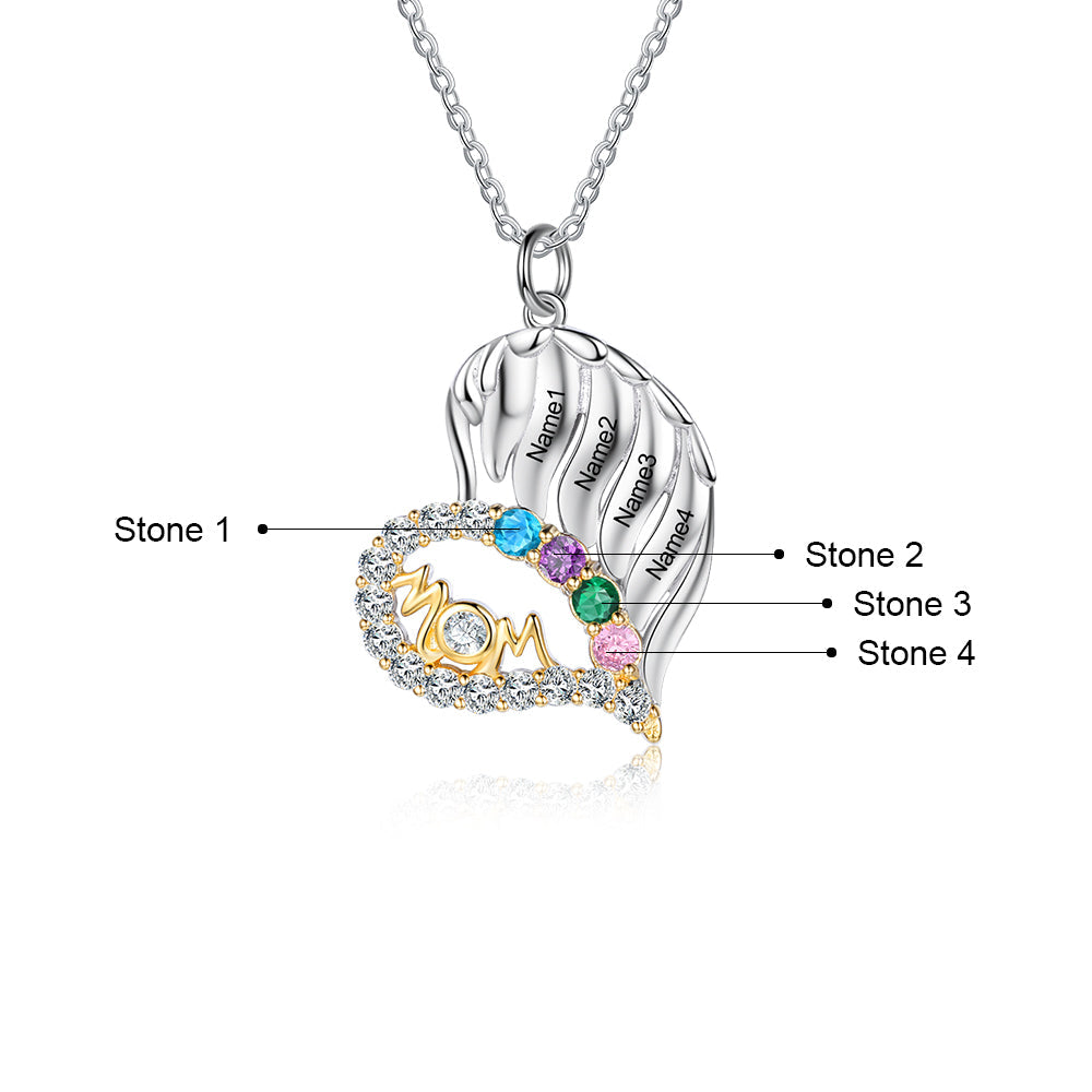 Birthstone & Engraved S925silver Necklace