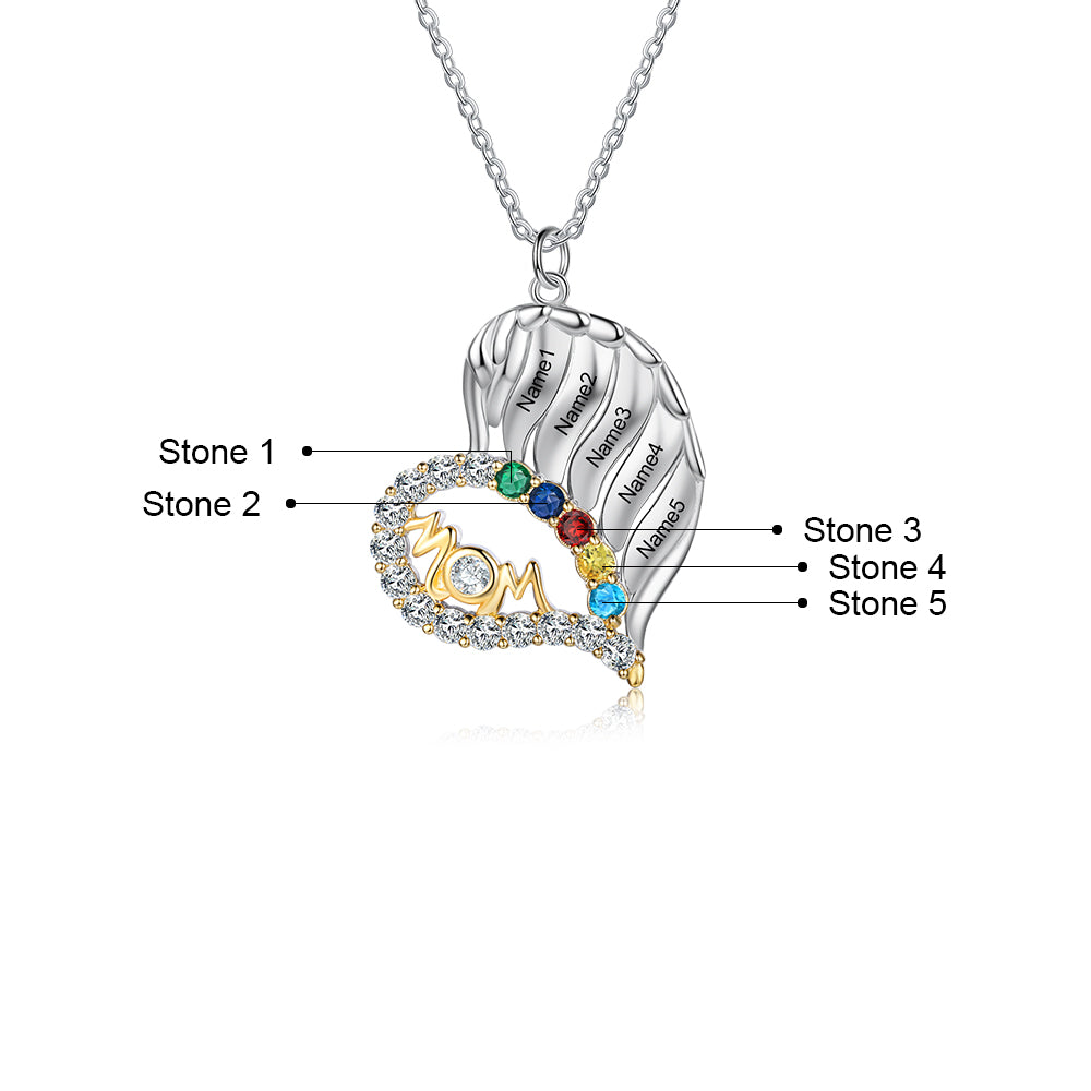Birthstone & Engraved S925silver Necklace