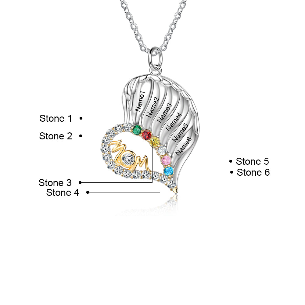 Birthstone & Engraved S925silver Necklace