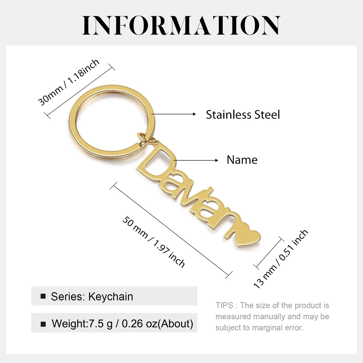 Custom Stainless Steel Name Keychain