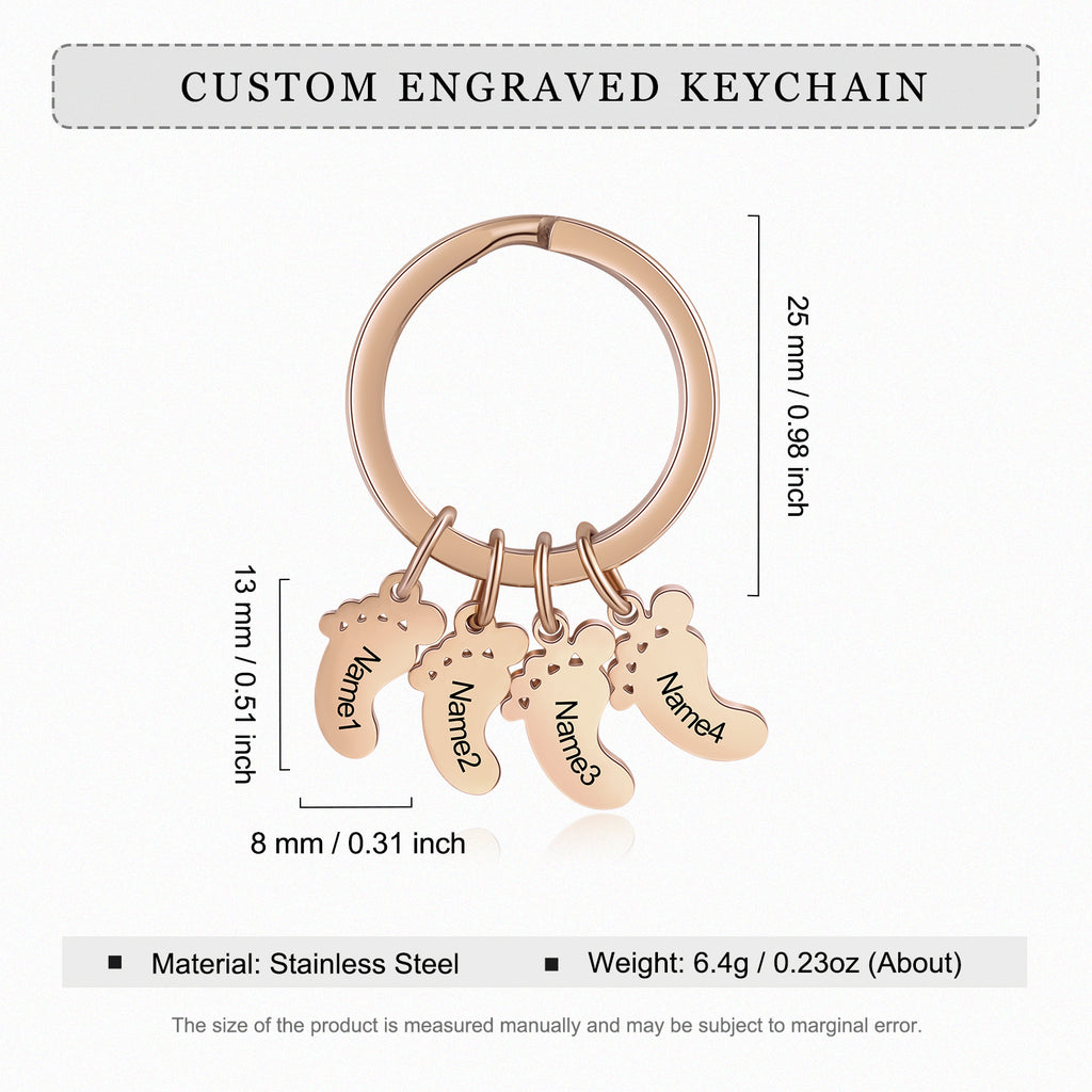 Custom Stainless Steel Feet Keychain