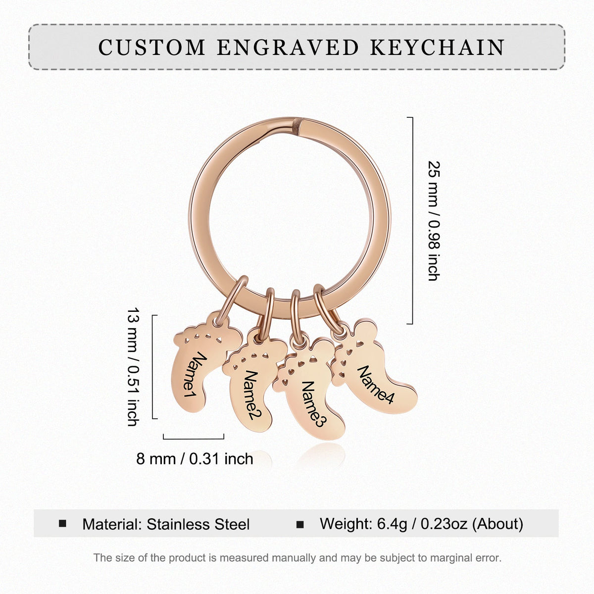 Custom Stainless Steel Feet Keychain
