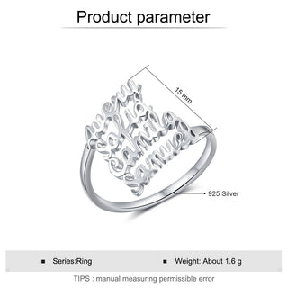Custom 925 Sterling Silver Name Ring