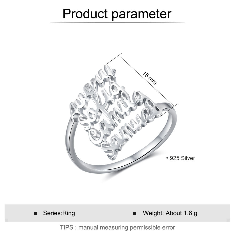 Custom 925 Sterling Silver Name Ring