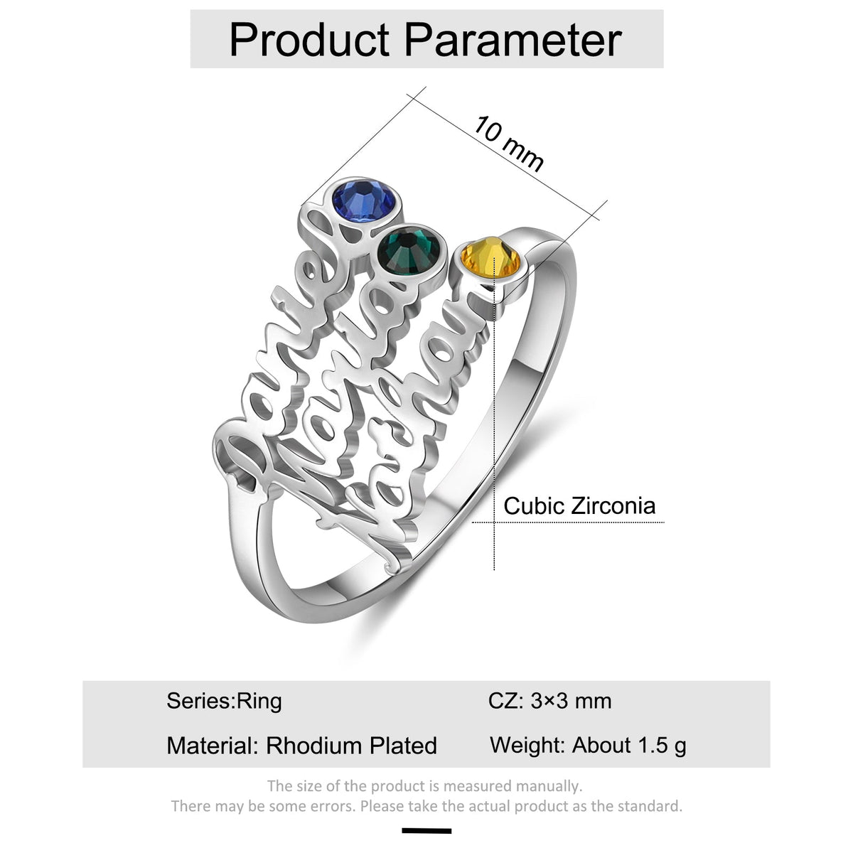 Custom Three Names Ring
