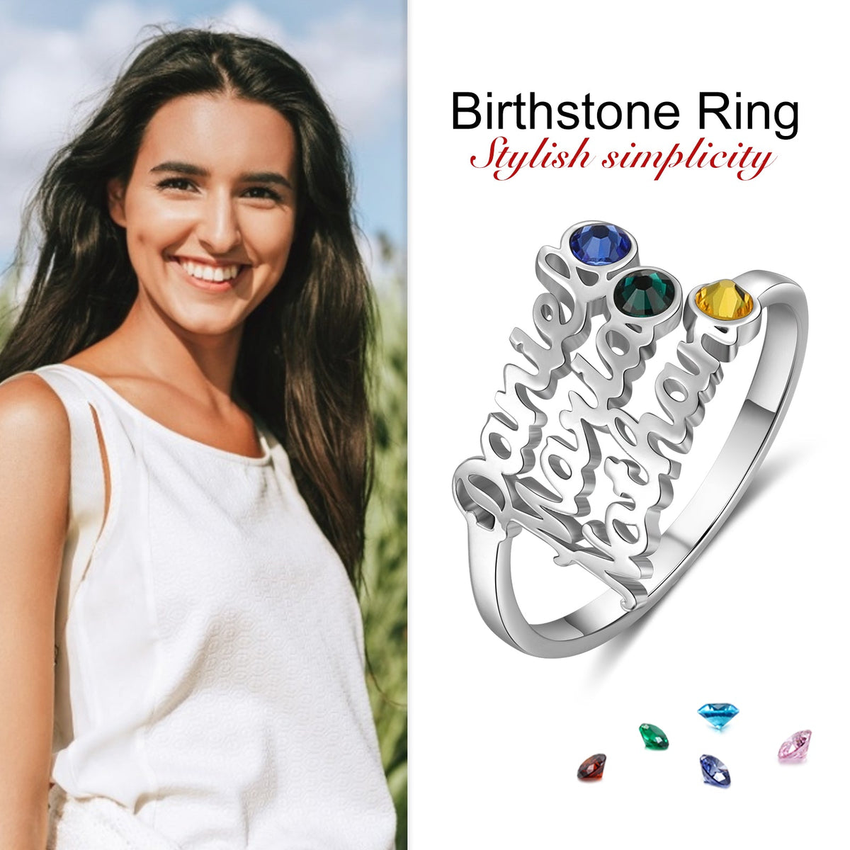 Custom Three Names Ring