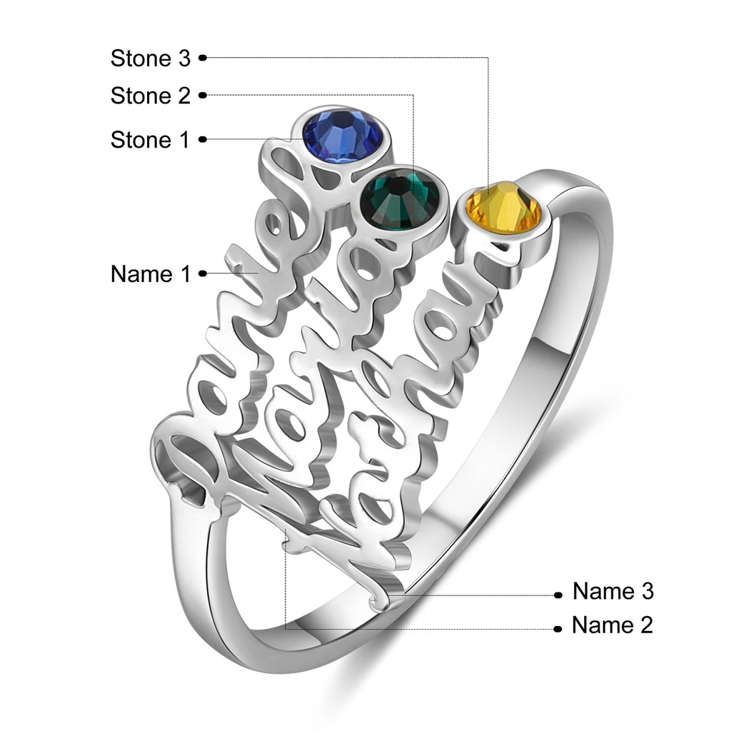 Custom Three Names Ring