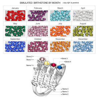 Custom Four Names Ring