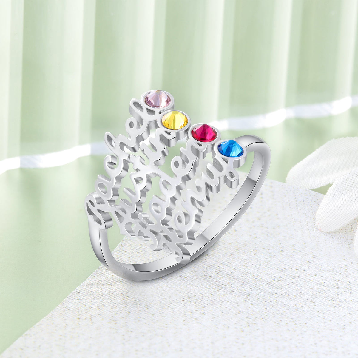 Custom Four Names Ring