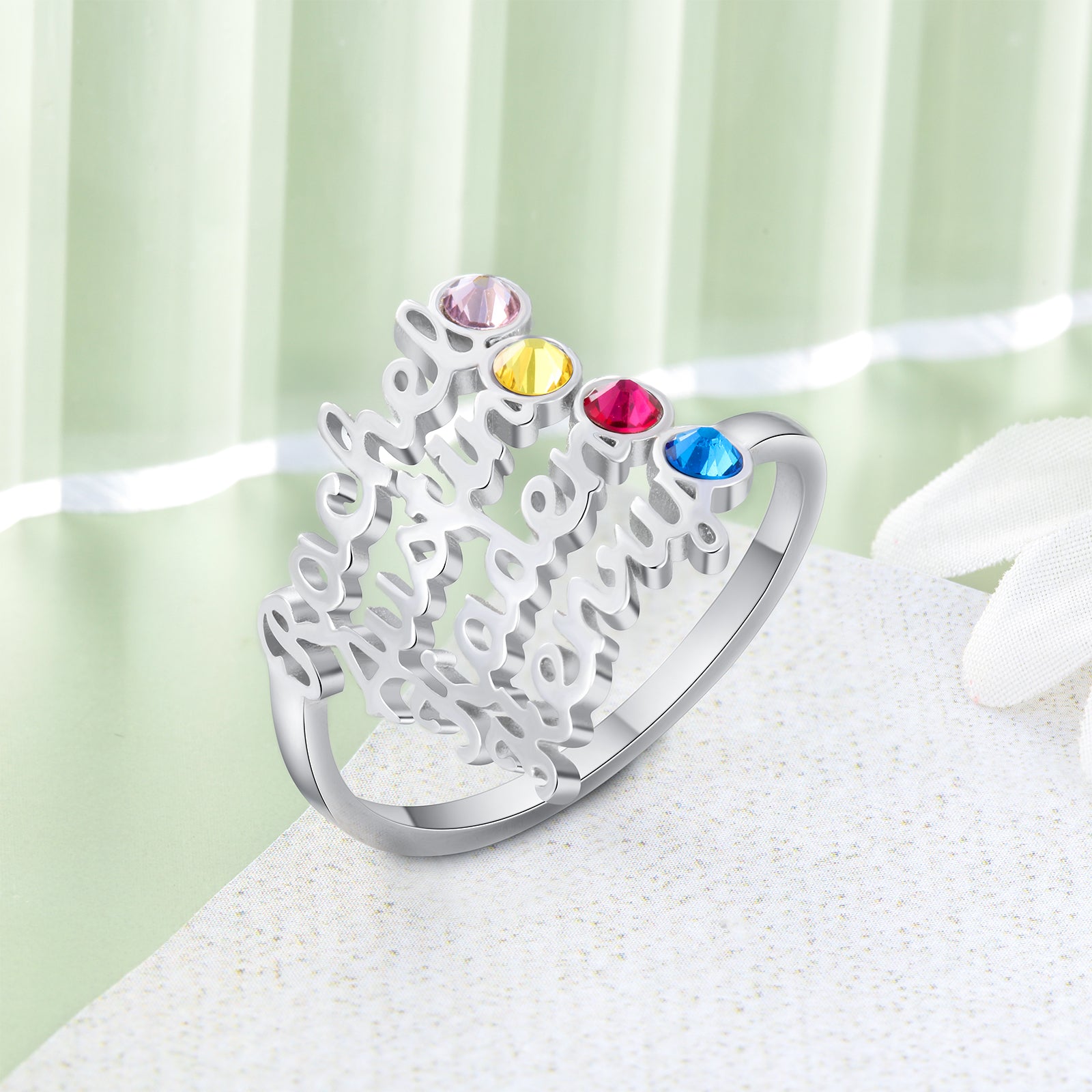 Custom Four Names Ring