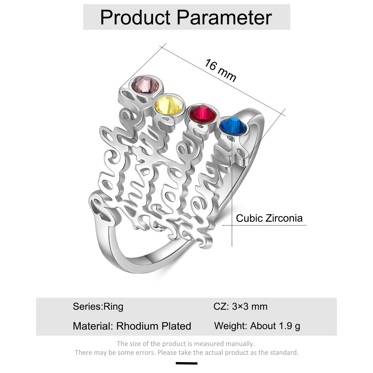 Custom Four Names Ring