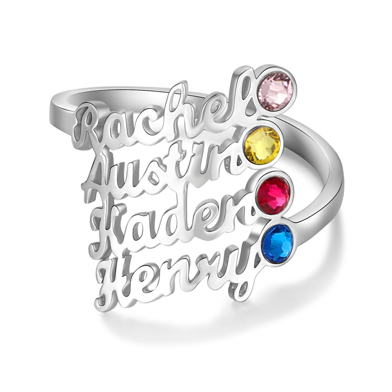 Custom Four Names Ring