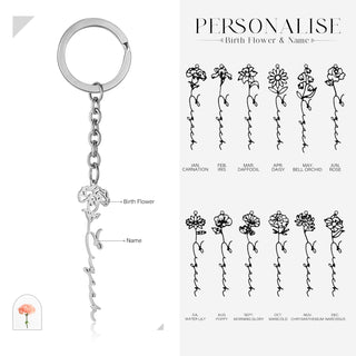Custom Name Birthflower Keychain
