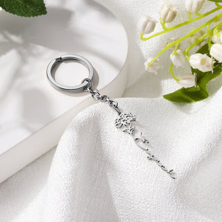 Custom Name Birthflower Keychain