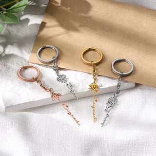 Custom Name Birthflower Keychain