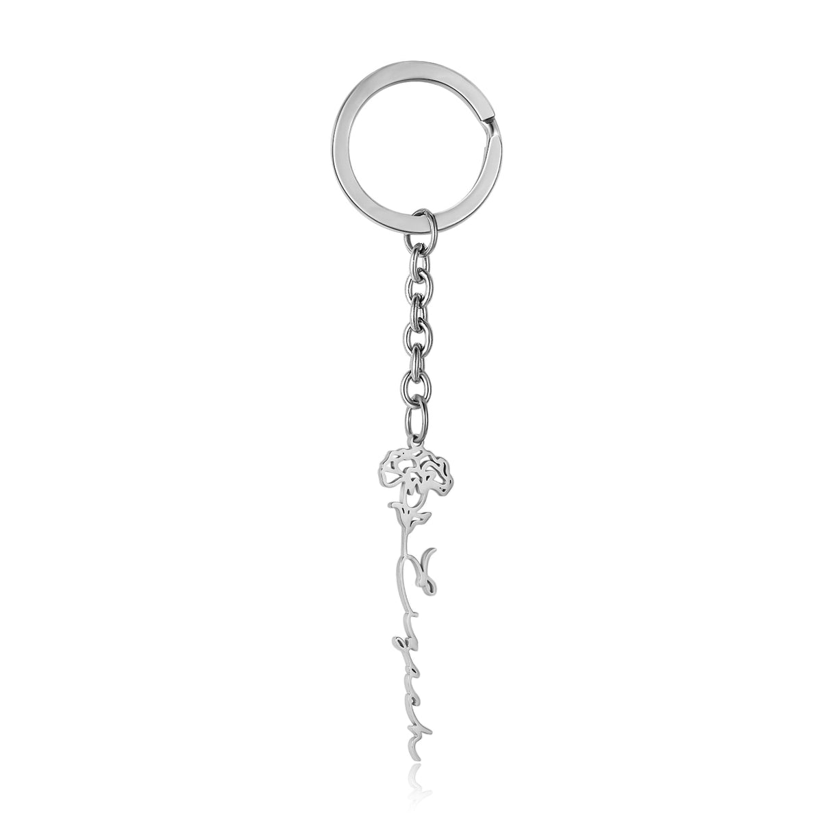 Custom Name Birthflower Keychain