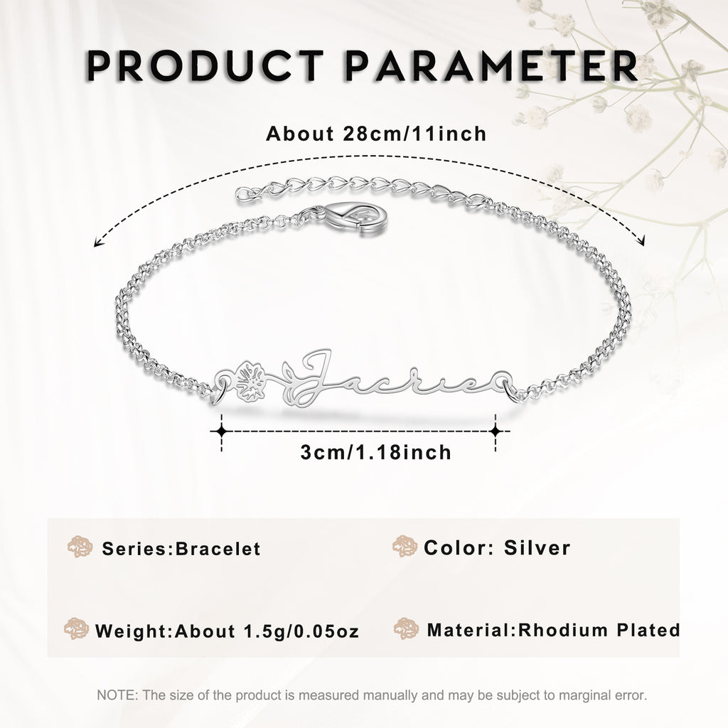 Custom Copper Birthflower Name Bracelet