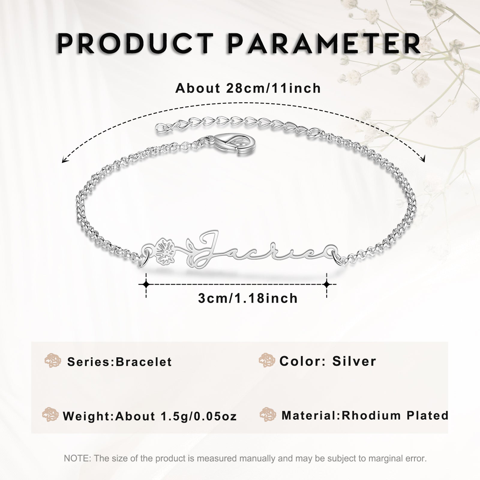 Custom Copper Birthflower Name Bracelet