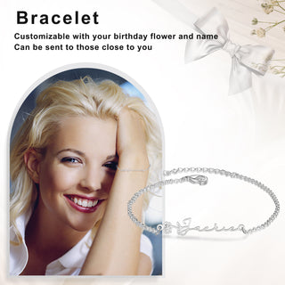 Custom Copper Birthflower Name Bracelet