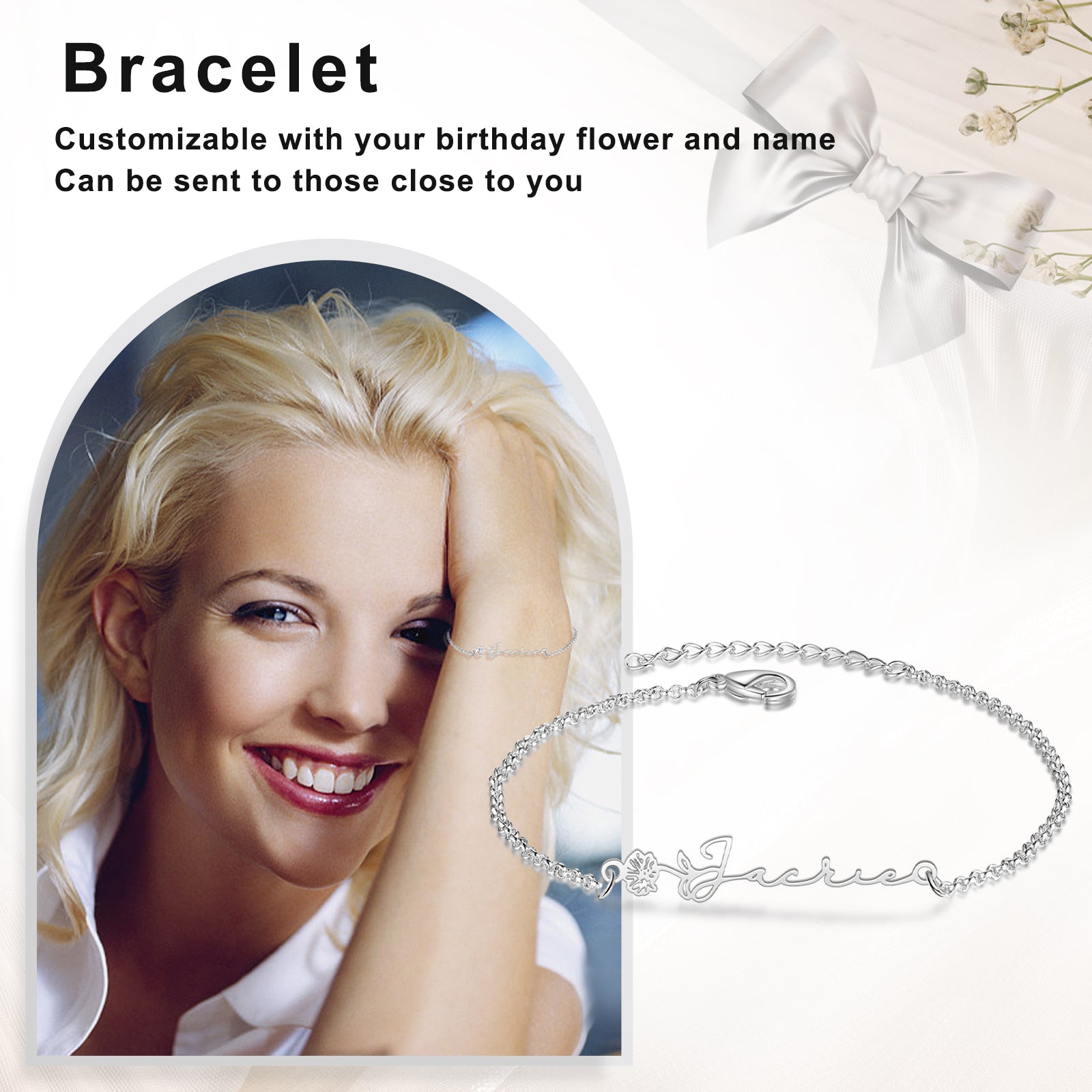 Custom Copper Birthflower Name Bracelet