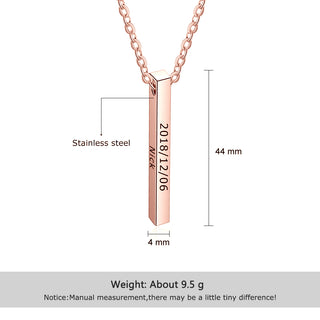 Personalized Sainless Steal Vertical Bar Necklace