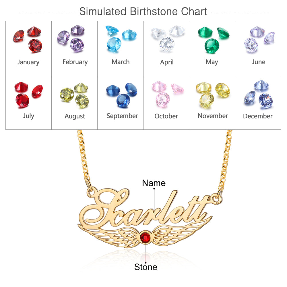 Custom Angel Wing Name Necklace
