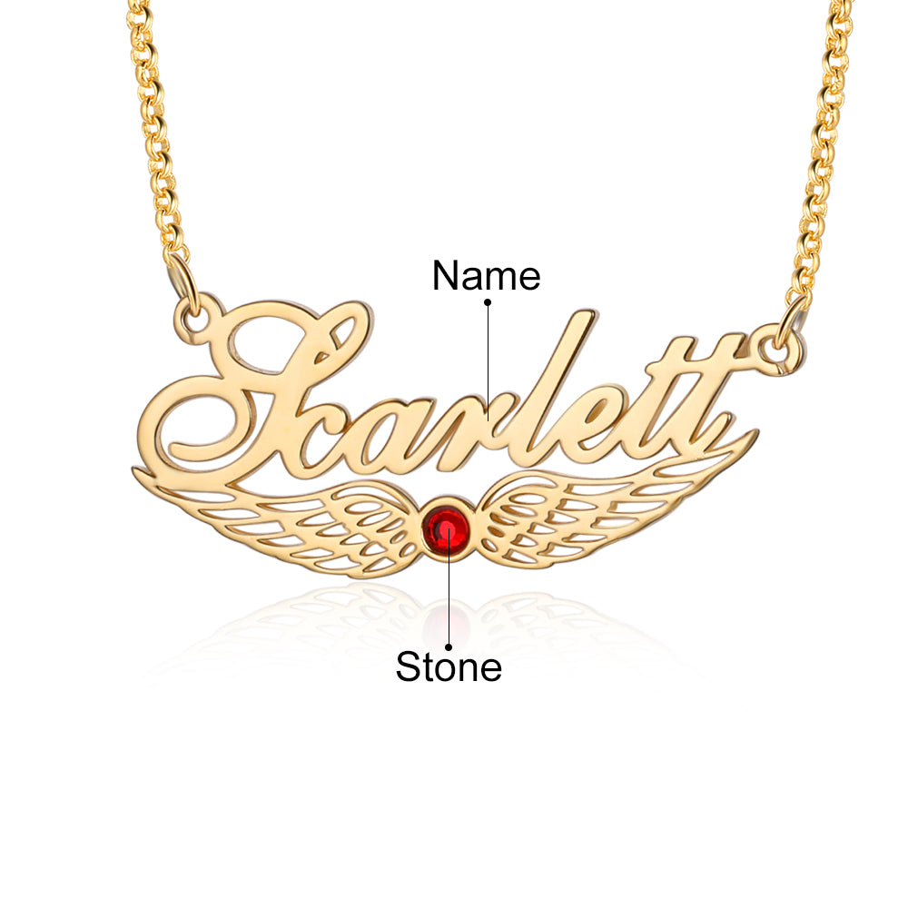 Custom Angel Wing Name Necklace